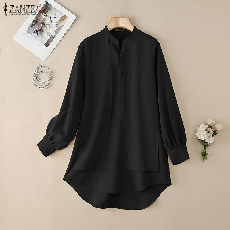 Черные длинные блузки большого размера, женские модные дизайнерские рубашки с длинными рукавами и круглым вырезом на полупуговицах, рубашки ZANZEA, женская одежда
Черные длинные блузки большого размера, женские модные дизайнерские рубашки с длинными рукавами и круглым вырезом на полупуговицах, рубашки ZANZEA, женская одежда