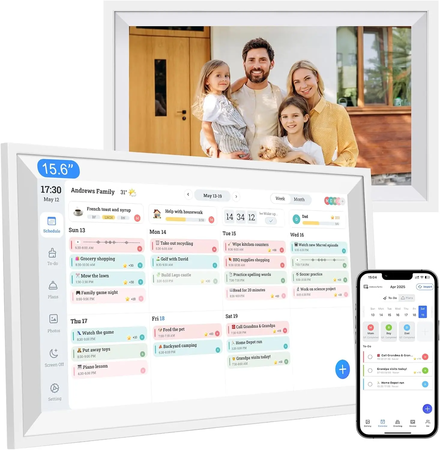 15.6" Wall Touch Screen Digital Calendar & Chore Chart, Smart Family Organizer with Meal Planner, Digital Picture Frame
15.6" Wall Touch Screen Digital Calendar & Chore Chart, Smart Family Organizer with Meal Planner, Digital Picture Frame