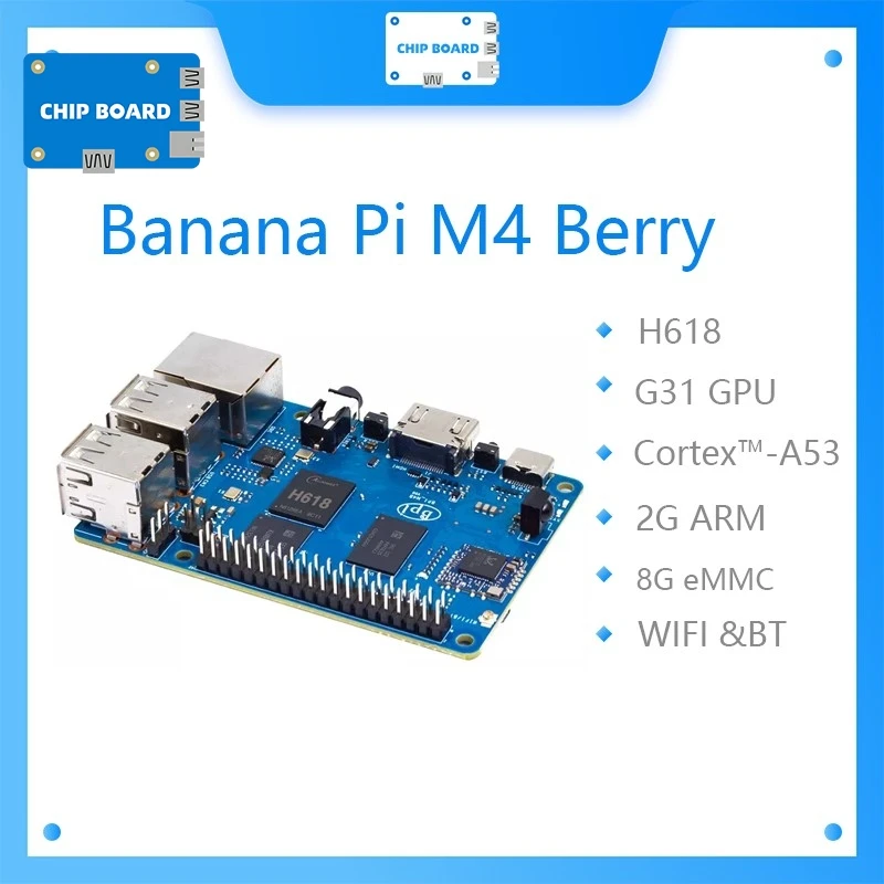 Banana Pi BPI-M4 Berry Allwinner H618 Четырехъядерный ARM Cortex ™ -A53 2G LPDDR4 RAM 8G eMMC WIFI и Bluetooth SBC Одноплатный компьютер
Banana Pi BPI-M4 Berry Allwinner H618 Четырехъядерный ARM Cortex ™ -A53 2G LPDDR4 RAM 8G eMMC WIFI и Bluetooth SBC Одноплатный компьютер