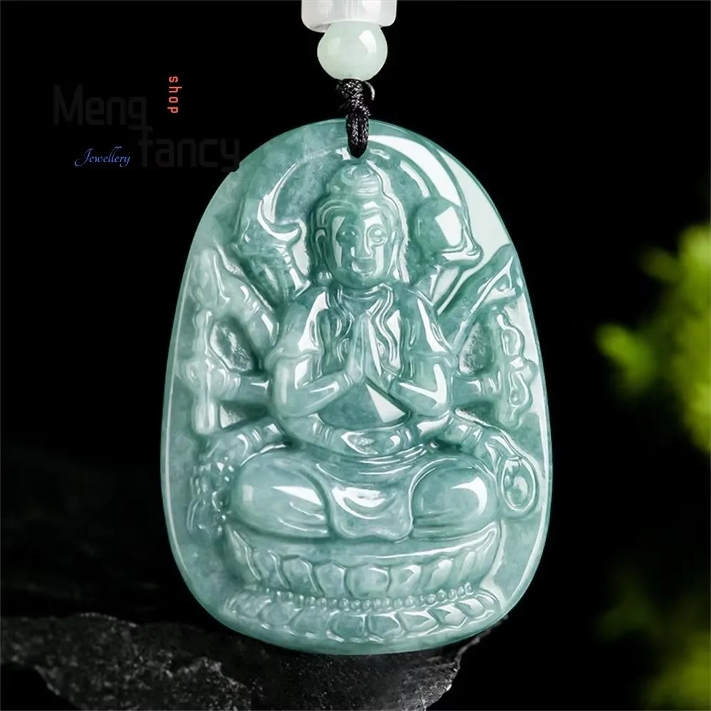 Natural A-goods Jadeite Blue Water Thousand Hands Goddess of Mercy Jade Ice Pendant Zodiac Rat Guardian Spirit Fashion Jewelry
Natural A-goods Jadeite Blue Water Thousand Hands Goddess of Mercy Jade Ice Pendant Zodiac Rat Guardian Spirit Fashion Jewelry