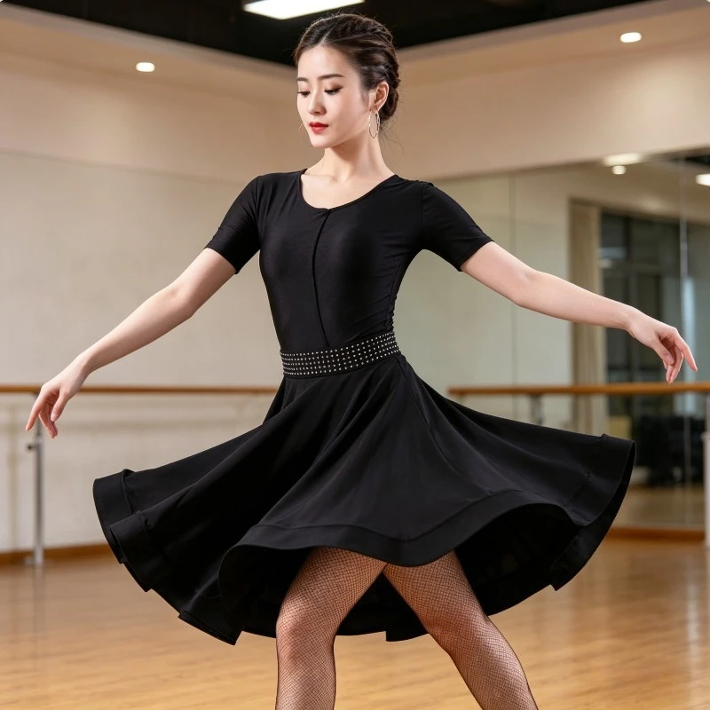 Adult Women Short Sleeve Latin Ballroom Dress Big Swing Ruffle Solid Professional Competition Practice Performance Dancewear
Adult Women Short Sleeve Latin Ballroom Dress Big Swing Ruffle Solid Professional Competition Practice Performance Dancewear