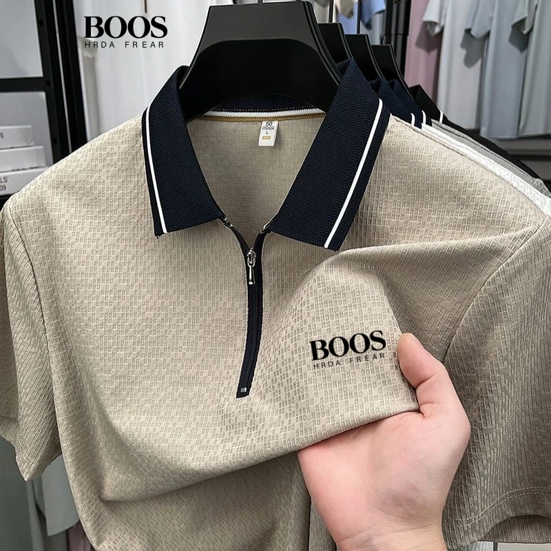 Summer men's high-quality silk zipper polo shirt, new Korean version, fashionable, casual, breathable, silky and cool top
Summer men's high-quality silk zipper polo shirt, new Korean version, fashionable, casual, breathable, silky and cool top