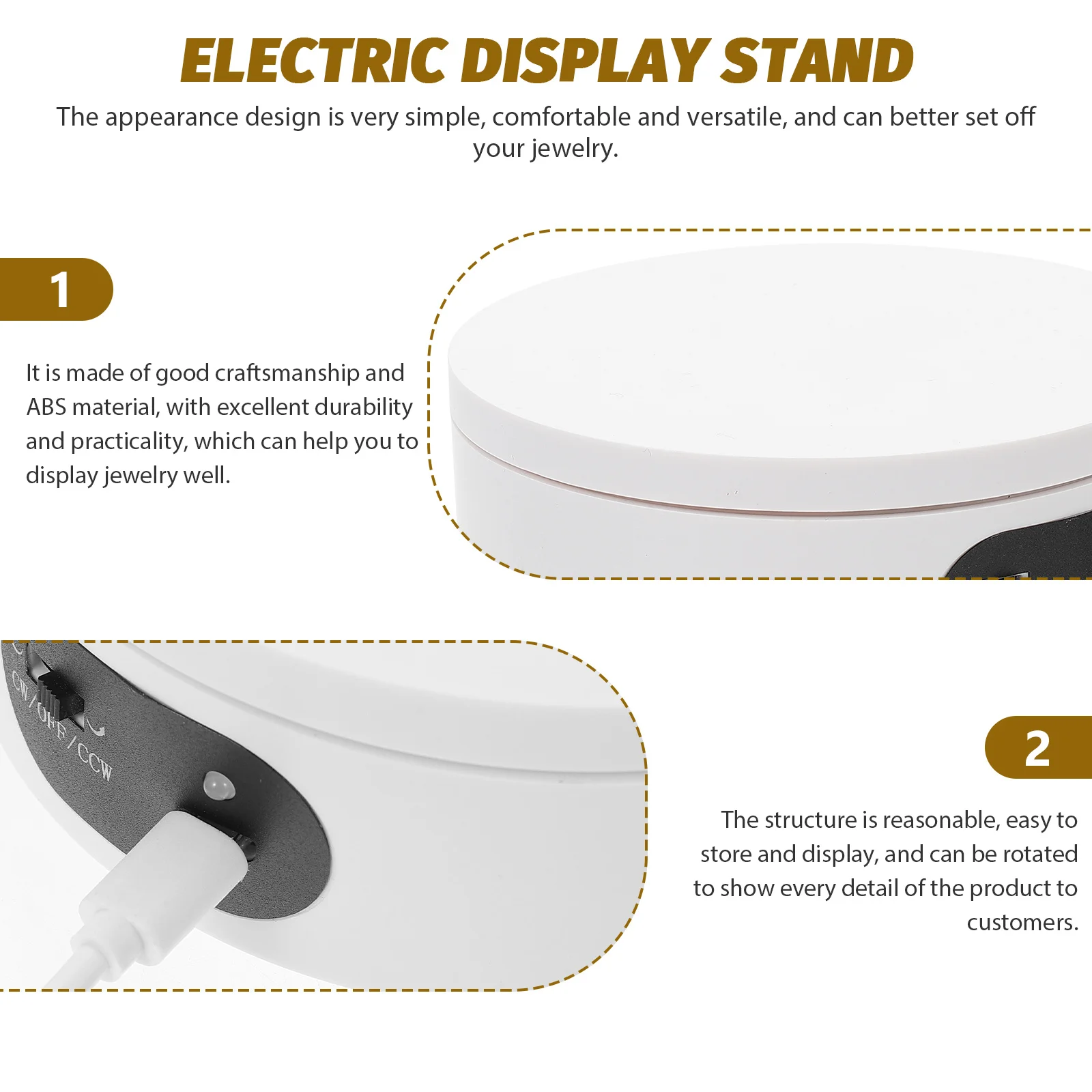 Rotating Display Jewelry Show Case Rotatable Turntable Visualizer Necklace Holder ABS Plastic Showcase For Retail
Rotating Display Jewelry Show Case Rotatable Turntable Visualizer Necklace Holder ABS Plastic Showcase For Retail