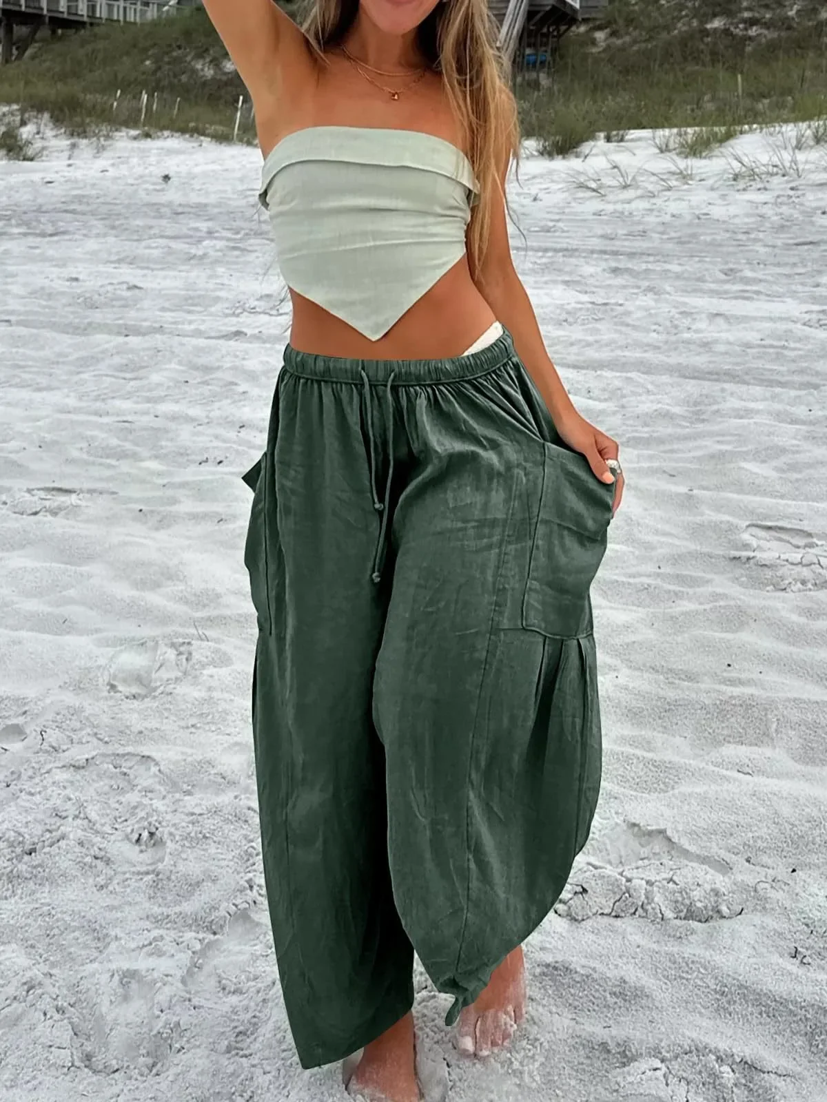 Autumn New Casual Cotton and Linen Elastic Waisted Pleated High Waisted Wide Leg Pants Loose Pants
Autumn New Casual Cotton and Linen Elastic Waisted Pleated High Waisted Wide Leg Pants Loose Pants