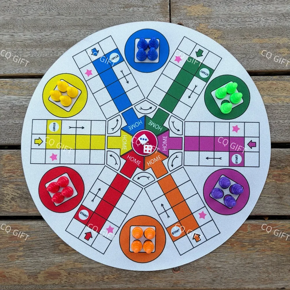LUDO Game Board 6-Player big size 35CM/13.78IN- INCLUDE:1 circular chess mat, 24 pieces in 6 colors, 2 dice .Classic Board Game
LUDO Game Board 6-Player big size 35CM/13.78IN- INCLUDE:1 circular chess mat, 24 pieces in 6 colors, 2 dice .Classic Board Game