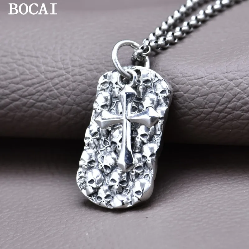 BOCAI S925 Sterling Silver Retro Personality Niche Design Men's Skull Cross Pendant
BOCAI S925 Sterling Silver Retro Personality Niche Design Men's Skull Cross Pendant