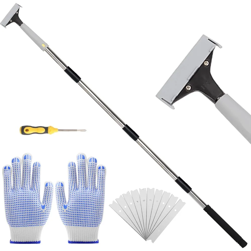Floor Scraper, 31" to 61" Scraper Tool Long Handle with 4-inch Razor Blade Stainless Steel Material Adjustable Cleaning Glass Wall Gum Paint Tile Glue Linoleum Carpet Sturdy Durable
Floor Scraper, 31" to 61" Scraper Tool Long Handle with 4-inch Razor Blade Stainless Steel Material Adjustable Cleaning Glass Wall Gum Paint Tile Glue Linoleum Carpet Sturdy Durable