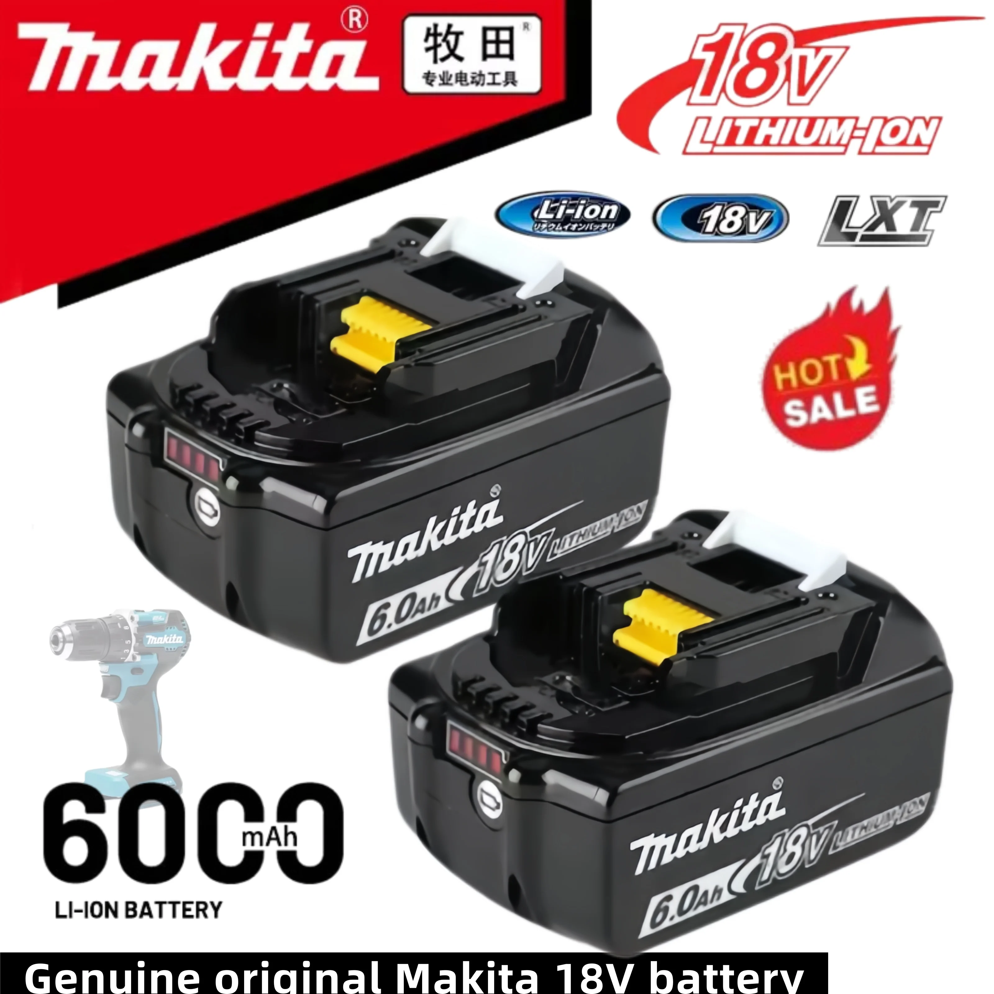 Литий-ионный аккумулятор 18В для Makita, оригинальный сменный аккумулятор 6.0Ач, совместим с BL1815 BL1830B BL1840 BL1850 BL1850B BL1860
Литий-ионный аккумулятор 18В для Makita, оригинальный сменный аккумулятор 6.0Ач, совместим с BL1815 BL1830B BL1840 BL1850 BL1850B BL1860
