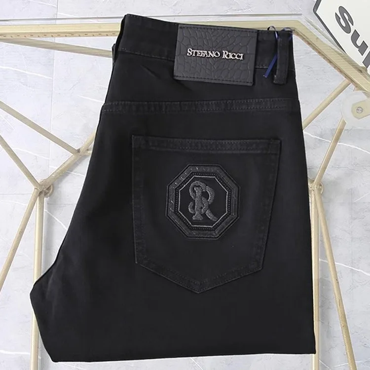 Stefno Rci Men's Black Embroidered Jeans Low Waist Machine Embroidery Slim Fit Casual Style Suitable for All Seasons
Stefno Rci Men's Black Embroidered Jeans Low Waist Machine Embroidery Slim Fit Casual Style Suitable for All Seasons