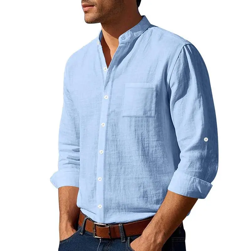 Men's Linen irt Long Sve Stand Collar Breathable Casual New Chinese Sle Patch ket Spring Autumn Cross-Border Clothing
Men's Linen irt Long Sve Stand Collar Breathable Casual New Chinese Sle Patch ket Spring Autumn Cross-Border Clothing