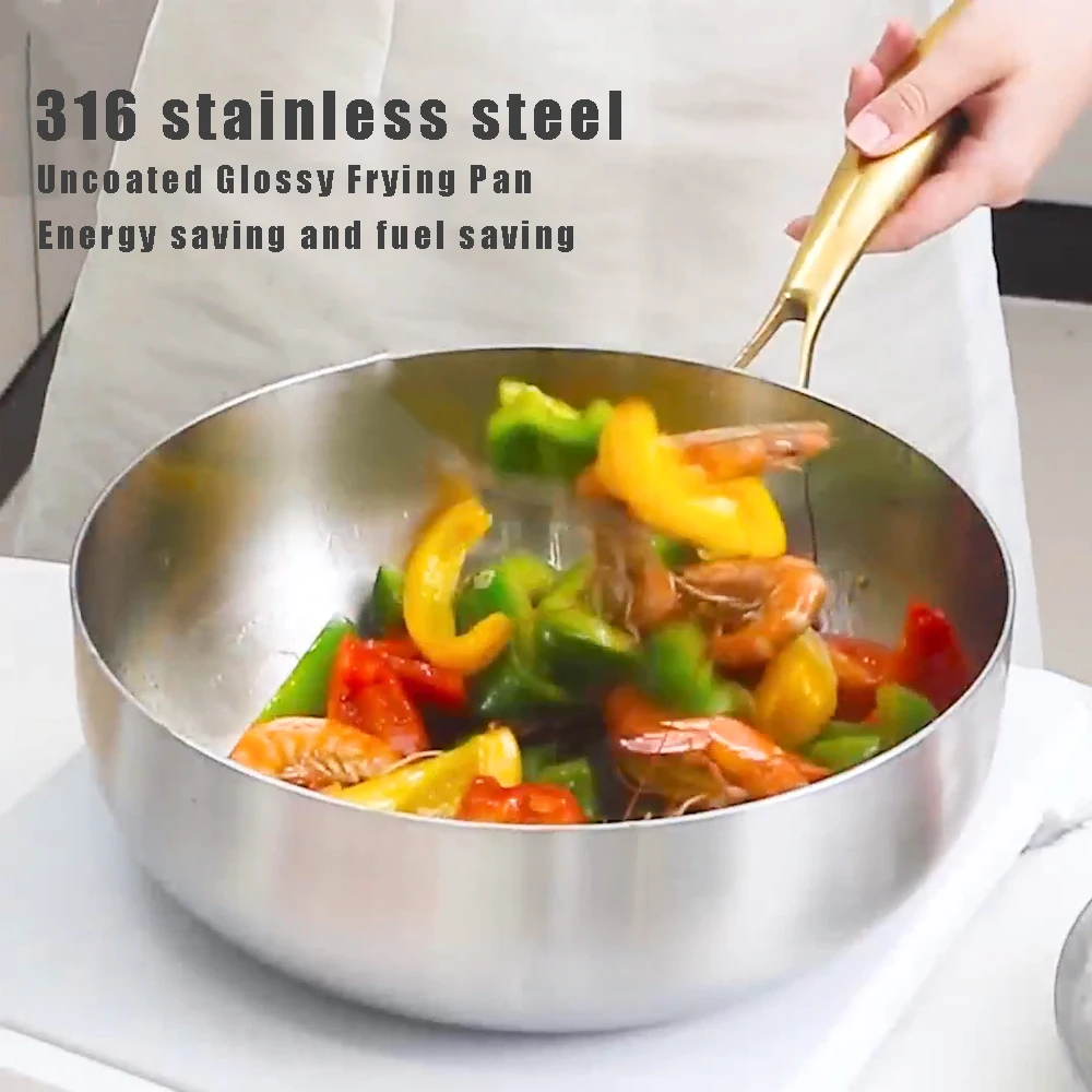 316 Stainless Steel Frying Pan Deepened Wok Non-Stick Skillets Steak Gas Stove Induction Cooker Universal Pan Kitchen Cookware
316 Stainless Steel Frying Pan Deepened Wok Non-Stick Skillets Steak Gas Stove Induction Cooker Universal Pan Kitchen Cookware