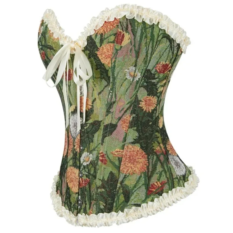 Женские сексуальные бюстье и корсет с цветочным принтом, кружевные топы для женщин, винтажные корсеты, готический атласный жаккардовый корсет с завышенной талией
Женские сексуальные бюстье и корсет с цветочным принтом, кружевные топы для женщин, винтажные корсеты, готический атласный жаккардовый корсет с завышенной талией