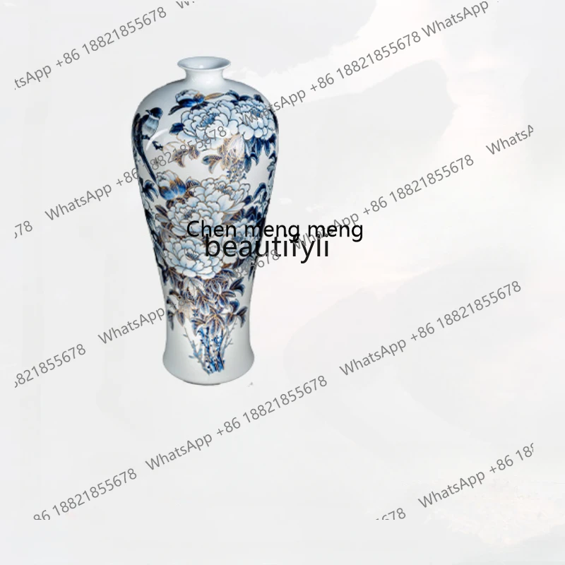 Ceramic Floor VaseHand Painted Blue and White Gold Painting Plum Vase Living Room Entrance Company Opening and Housewarming Gift
Ceramic Floor VaseHand Painted Blue and White Gold Painting Plum Vase Living Room Entrance Company Opening and Housewarming Gift