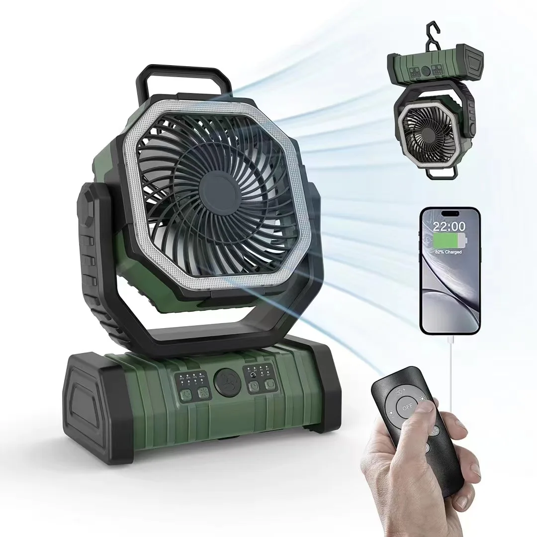 270 Degree Rotation Outdoor Camping Fan with Light Remote Control Double Hook Large Capacity Power Bank Portable Cooling Fan
270 Degree Rotation Outdoor Camping Fan with Light Remote Control Double Hook Large Capacity Power Bank Portable Cooling Fan