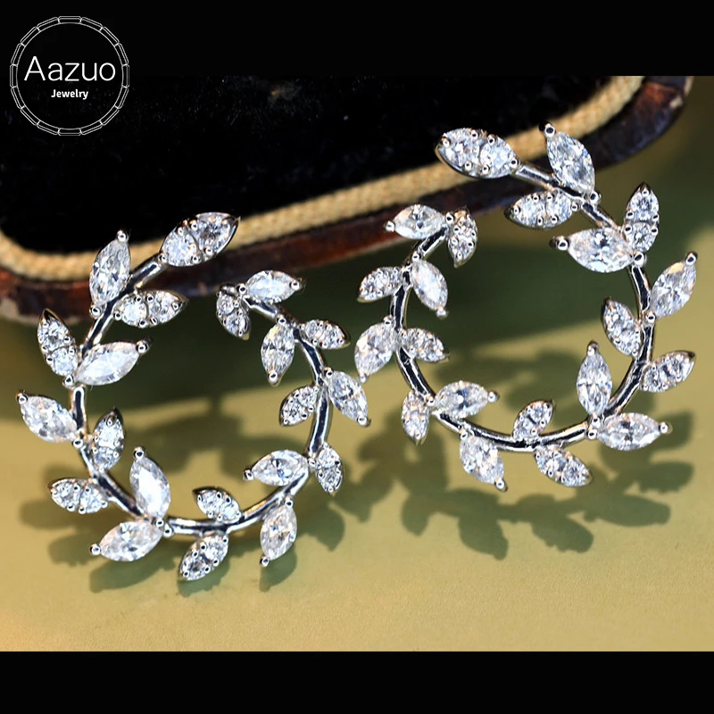 Aazuo Original Jewelry Real 18K White Gold Natrual Diamond 2.0ct Branch Round Hook Earrings Gifted For Women Wedding Party Au750
Aazuo Original Jewelry Real 18K White Gold Natrual Diamond 2.0ct Branch Round Hook Earrings Gifted For Women Wedding Party Au750
