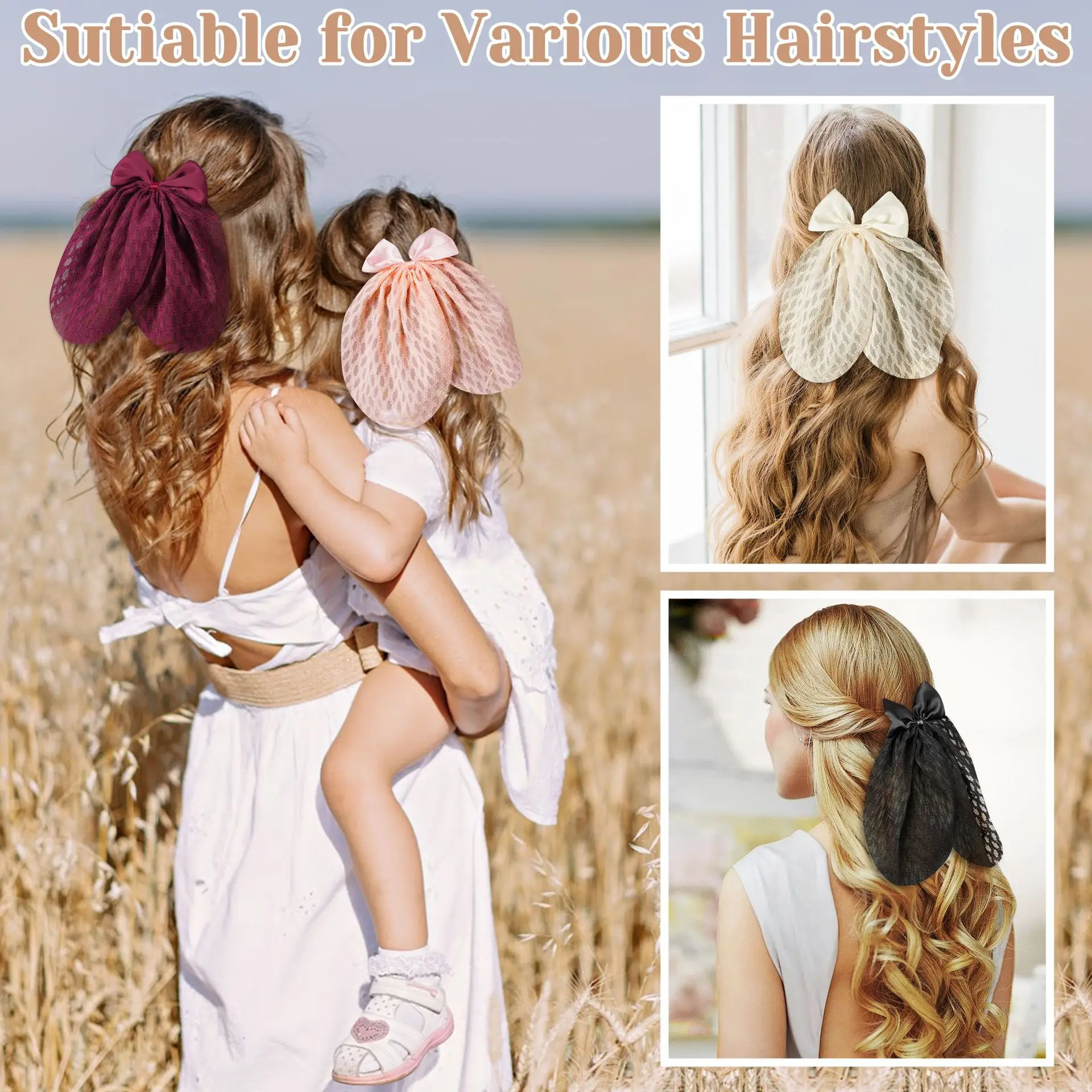 Sweet Lace Bow Hair Clips Girls Satin Bowknot Hair Clips Ribbon Bow Barrette Hairpin Grip Ponytail Clip Headwear Mother Daughter
Sweet Lace Bow Hair Clips Girls Satin Bowknot Hair Clips Ribbon Bow Barrette Hairpin Grip Ponytail Clip Headwear Mother Daughter
