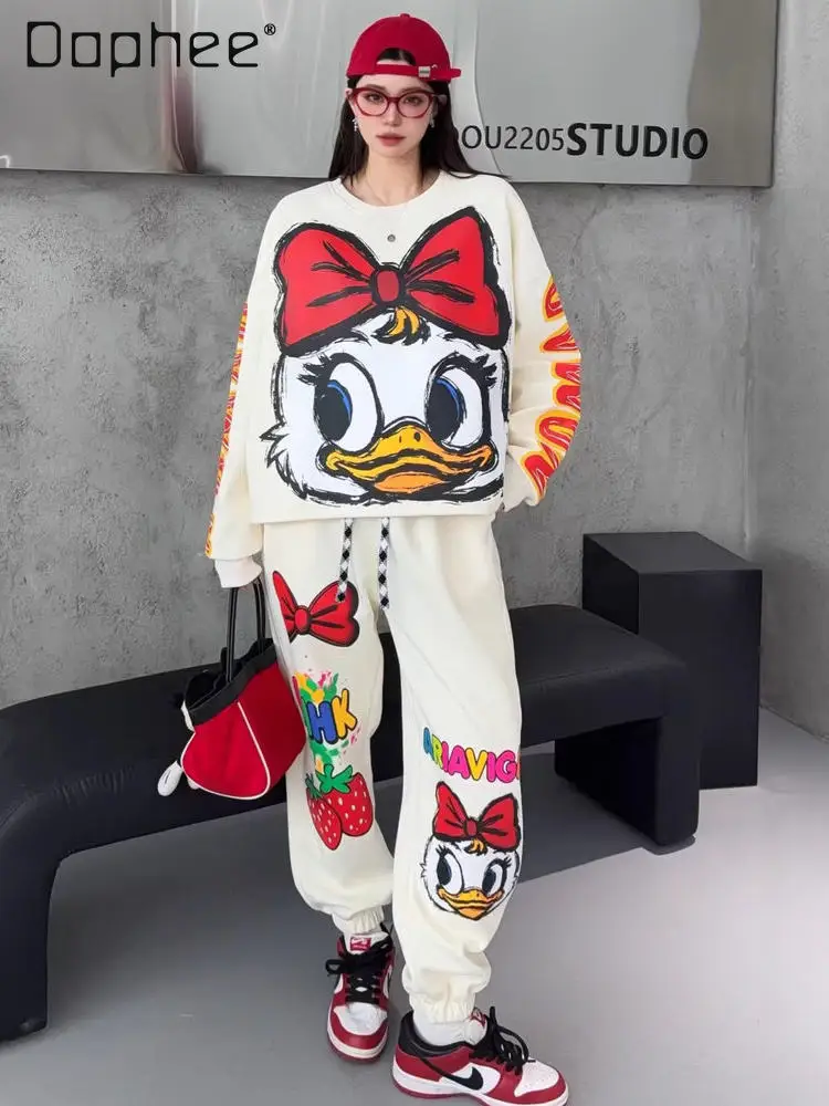 Spring New Fashion Cartoon Pant Suit Women's Bow Cartoon Letter Sweatshirts Sweatpants Loose Casual Two-piece Suit
Spring New Fashion Cartoon Pant Suit Women's Bow Cartoon Letter Sweatshirts Sweatpants Loose Casual Two-piece Suit