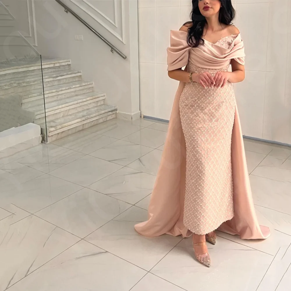 Customized Luxury Blush Pink Evening Dresses 2025 New Prom Gowns Off Shoulder Sleeves Sequined Wedding Party Dresses Sweep Train
Customized Luxury Blush Pink Evening Dresses 2025 New Prom Gowns Off Shoulder Sleeves Sequined Wedding Party Dresses Sweep Train