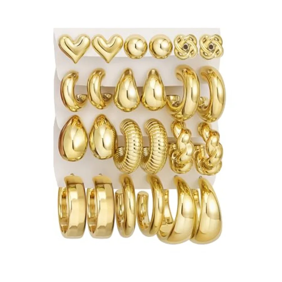 Hoop Earrings for Women Trendy, Silver Plated Lightweight Thick Open Twisted Stack, Non Tarnish Huggie Hoops Earring Set
Hoop Earrings for Women Trendy, Silver Plated Lightweight Thick Open Twisted Stack, Non Tarnish Huggie Hoops Earring Set