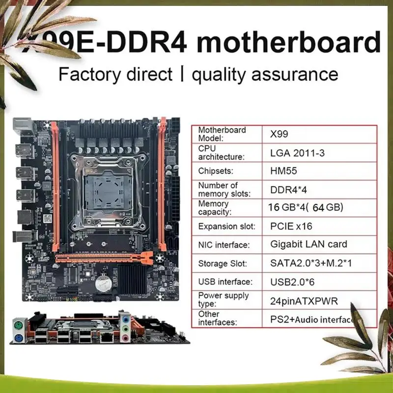 New-X99E Motherboard Dual Channel Supports 4XDDR4 RECC RAM PCIE X16 Nvme Gigabit LAN Card Computer Desktop Motherboard
New-X99E Motherboard Dual Channel Supports 4XDDR4 RECC RAM PCIE X16 Nvme Gigabit LAN Card Computer Desktop Motherboard