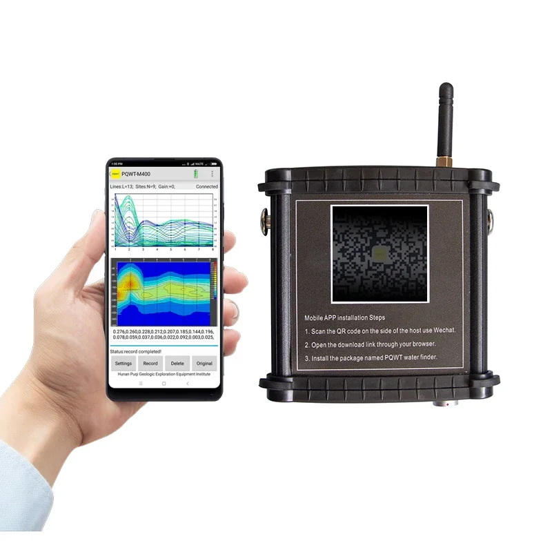 PQWT M400 Underground Deep Water Detection Machine 400m Mobile Phone Borehole Water
PQWT M400 Underground Deep Water Detection Machine 400m Mobile Phone Borehole Water