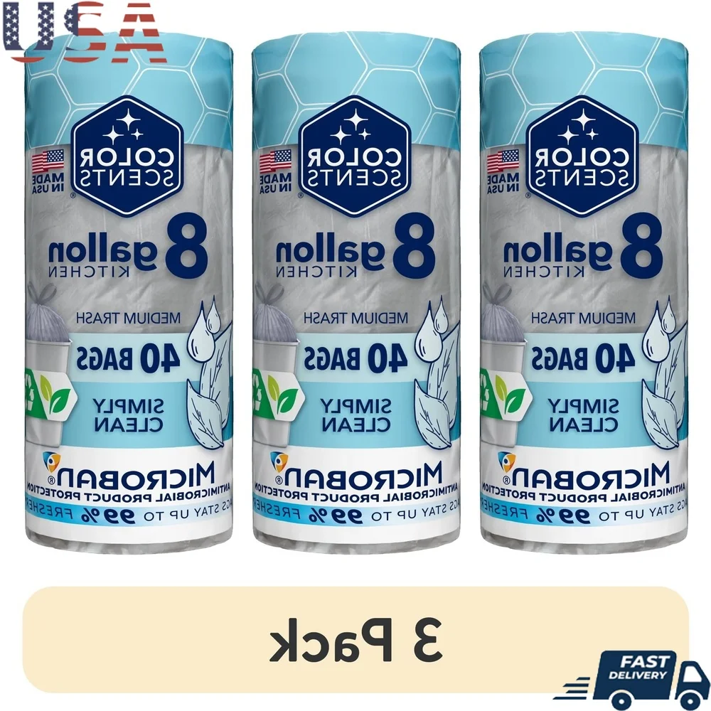 8-галлонные мешки для мусора на шнурке с ароматом, просто очищает микробам, антимикробные кухонные офисные мешки для мусора, 40 шт., легкие дозаторы 
8-галлонные мешки для мусора на шнурке с ароматом, просто очищает микробам, антимикробные кухонные офисные мешки для мусора, 40 шт., легкие дозаторы