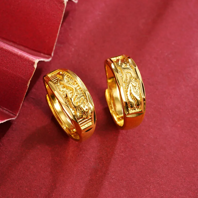 Luxury 24K 9999 Pure Gold real gold Longfeng couple split ring men's and women's adjustable ring
Luxury 24K 9999 Pure Gold real gold Longfeng couple split ring men's and women's adjustable ring