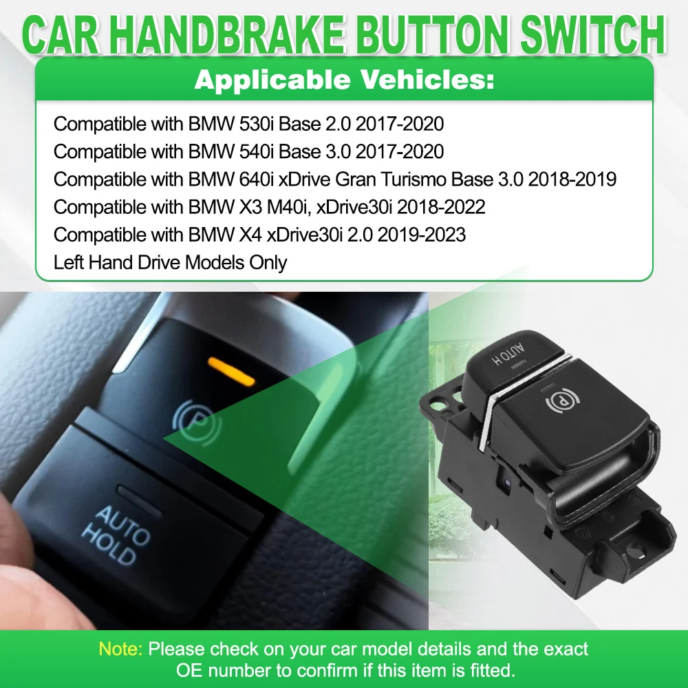 For BMW 530i 540i 640i X3 X4 G30 G31 G32 Car Electronic Handbrake Button Parking Switch 61316842027, 61315A403D3, 61316819979
For BMW 530i 540i 640i X3 X4 G30 G31 G32 Car Electronic Handbrake Button Parking Switch 61316842027, 61315A403D3, 61316819979