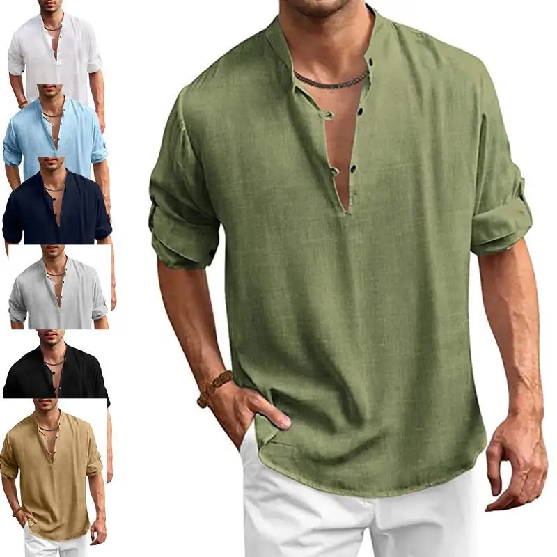 2023 Men's Long Sve Crew Ne irt Pure Color Cotton Linen Casual Button down irt Youthful Vitali Sle k Button C...
2023 Men's Long Sve Crew Ne irt Pure Color Cotton Linen Casual Button down irt Youthful Vitali Sle k Button C...