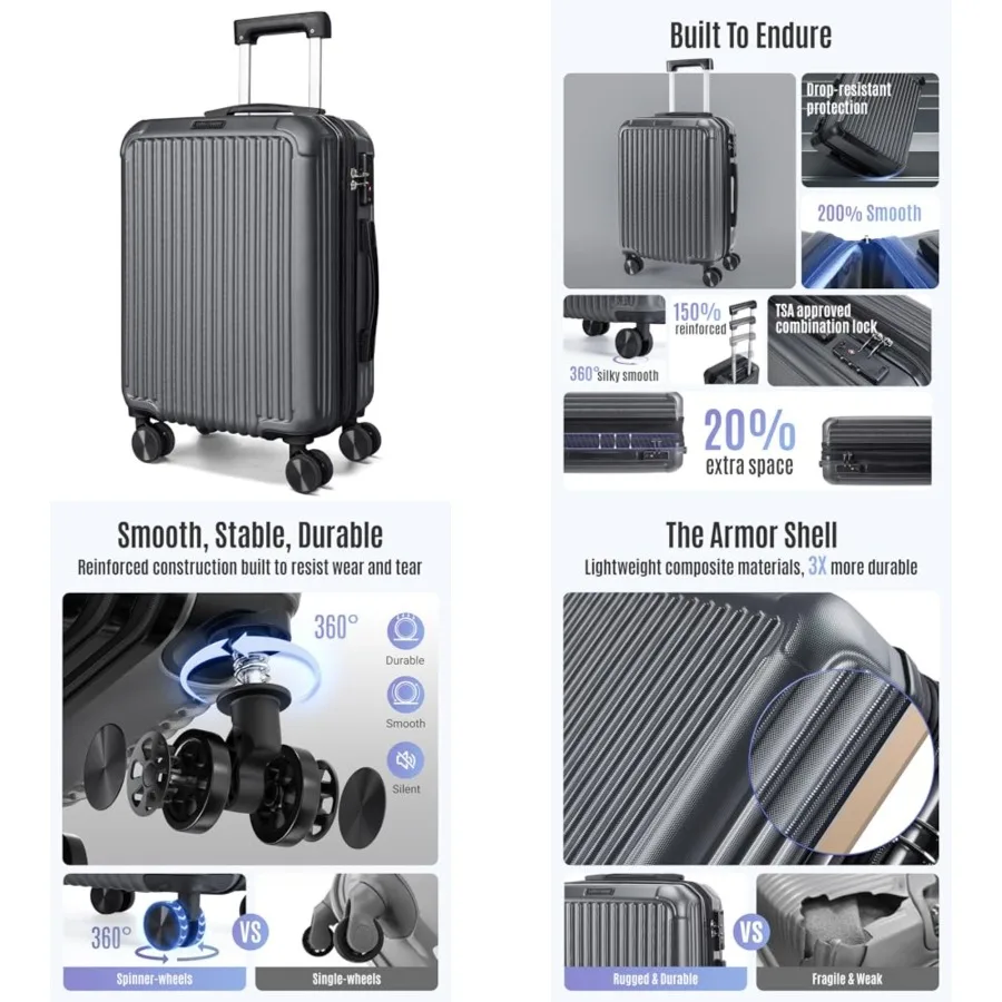 Carry On Luggage 22x14x9 Airle Approved, Durable Hard Shell Carry On Suitcases with Wheels, Expandable Hardside Lightweight Tra
Carry On Luggage 22x14x9 Airle Approved, Durable Hard Shell Carry On Suitcases with Wheels, Expandable Hardside Lightweight Tra