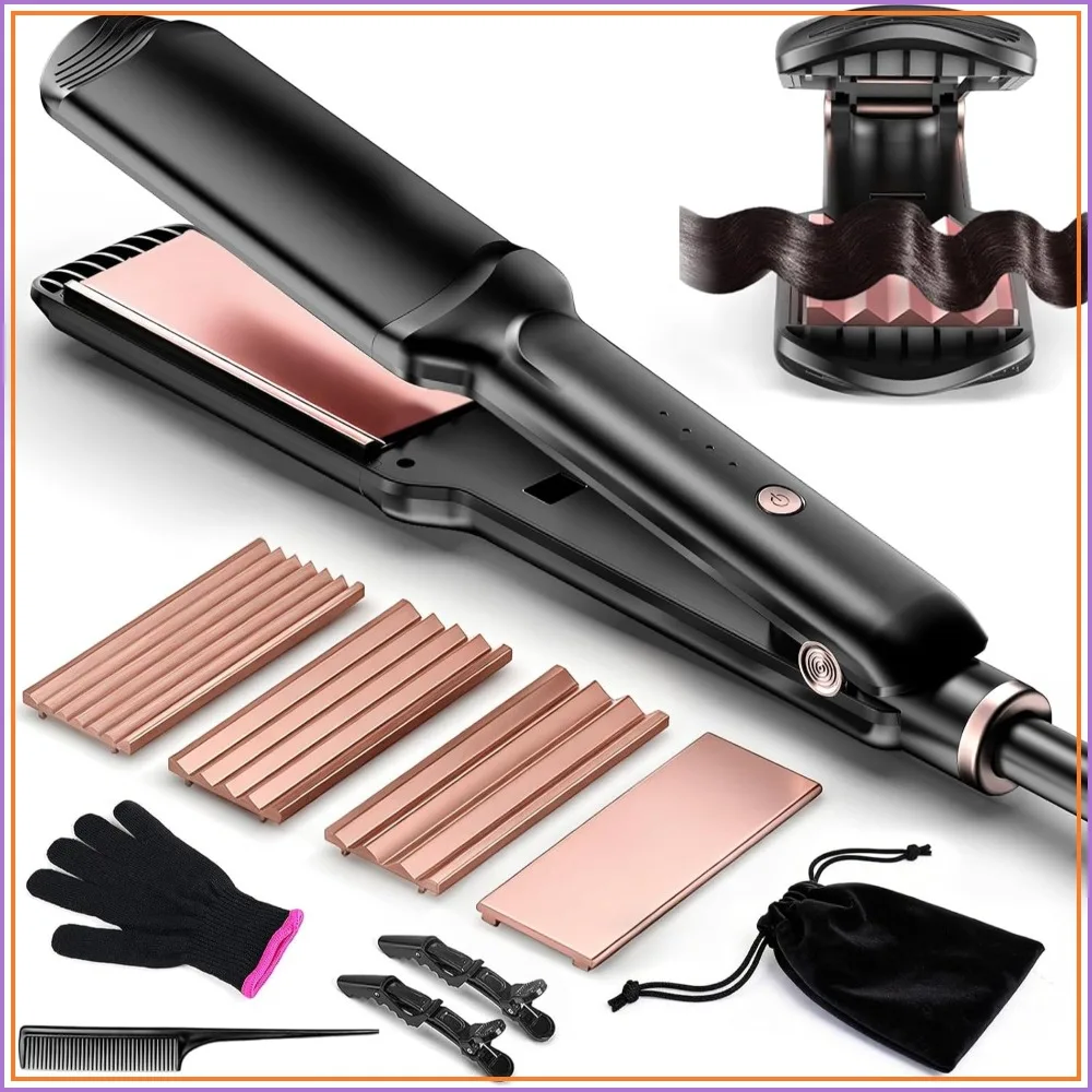 Professional 4-in-1 Hair Crimper Waver Set, Create Zig Zag Waves & Smooth Styles, Negative Ions Tourmaline Ceramic Plates, Healthy Shiny Less Frizz
Professional 4-in-1 Hair Crimper Waver Set, Create Zig Zag Waves & Smooth Styles, Negative Ions Tourmaline Ceramic Plates, Healthy Shiny Less Frizz