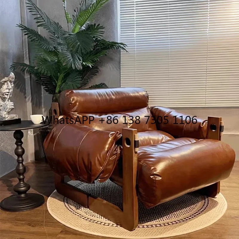 Nordic style solid wood single sofa chair oil wax leather lounge chair vintage designer living room bedroom home chair
Nordic style solid wood single sofa chair oil wax leather lounge chair vintage designer living room bedroom home chair