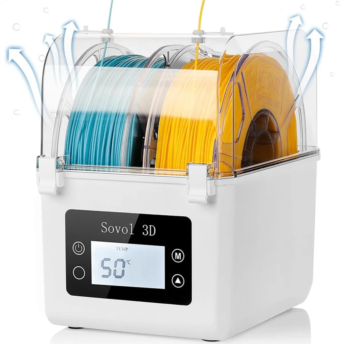 Filament Dryer Box for 3D Printer, SH01 Dehydrator with Upgraded Fan, Real-Time Temp & Humidity Monitoring, Large Capacity for 2
Filament Dryer Box for 3D Printer, SH01 Dehydrator with Upgraded Fan, Real-Time Temp & Humidity Monitoring, Large Capacity for 2