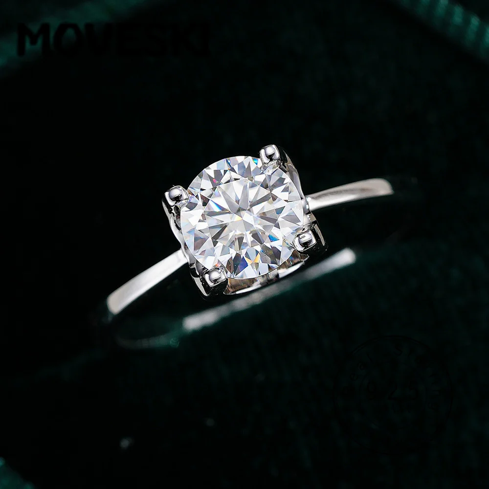 925 Sterling Silver 0.5/1/2/3CT Round Cut Moissanite Engagement Ring for Women, Dainty 4-Prong Solitaire Moissanite Wedding Band
925 Sterling Silver 0.5/1/2/3CT Round Cut Moissanite Engagement Ring for Women, Dainty 4-Prong Solitaire Moissanite Wedding Band