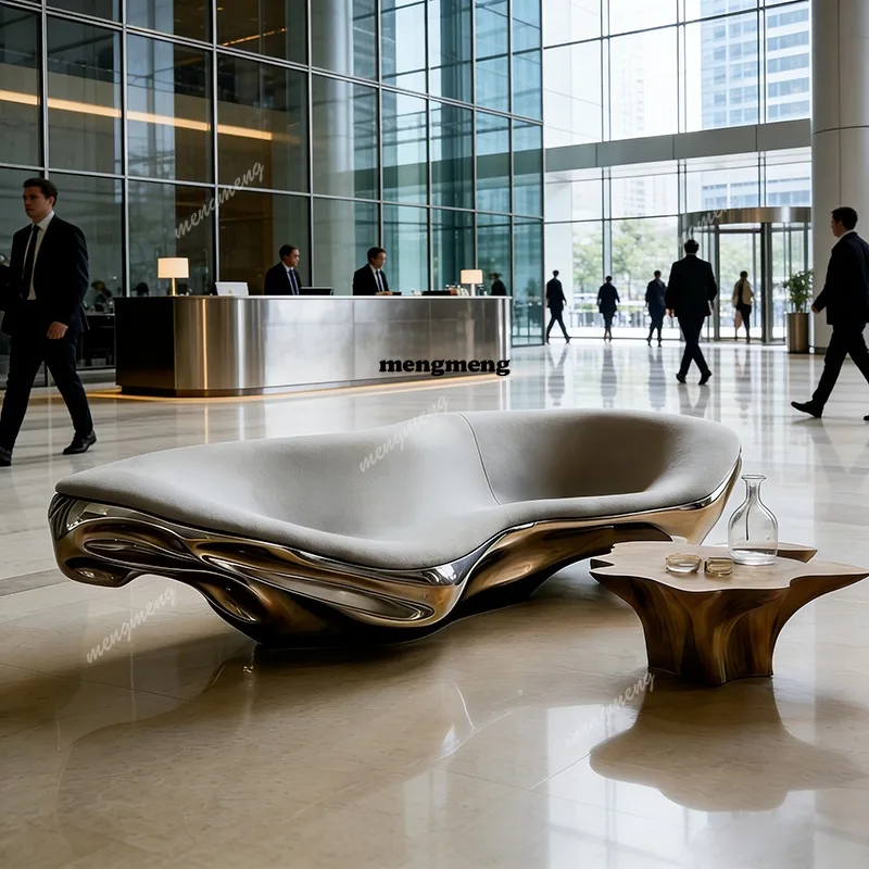 Light luxury curved stainless steel special-shaped seats Hotel shopping mall exhibition hall Lobby Sculpture art furniture
Light luxury curved stainless steel special-shaped seats Hotel shopping mall exhibition hall Lobby Sculpture art furniture