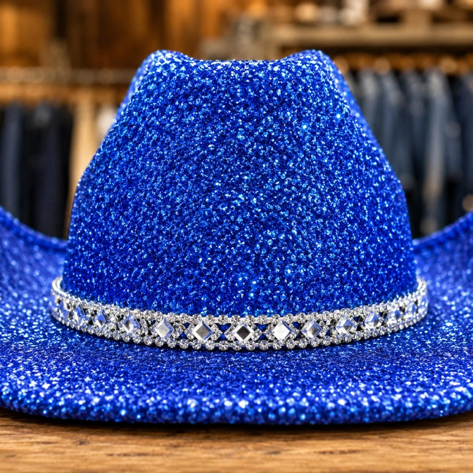 Glittering Blue Cowboy Hat Glittery Jean Fabric Cowboy Hat Headwear Tall Crown Accessory Glitter
Glittering Blue Cowboy Hat Glittery Jean Fabric Cowboy Hat Headwear Tall Crown Accessory Glitter