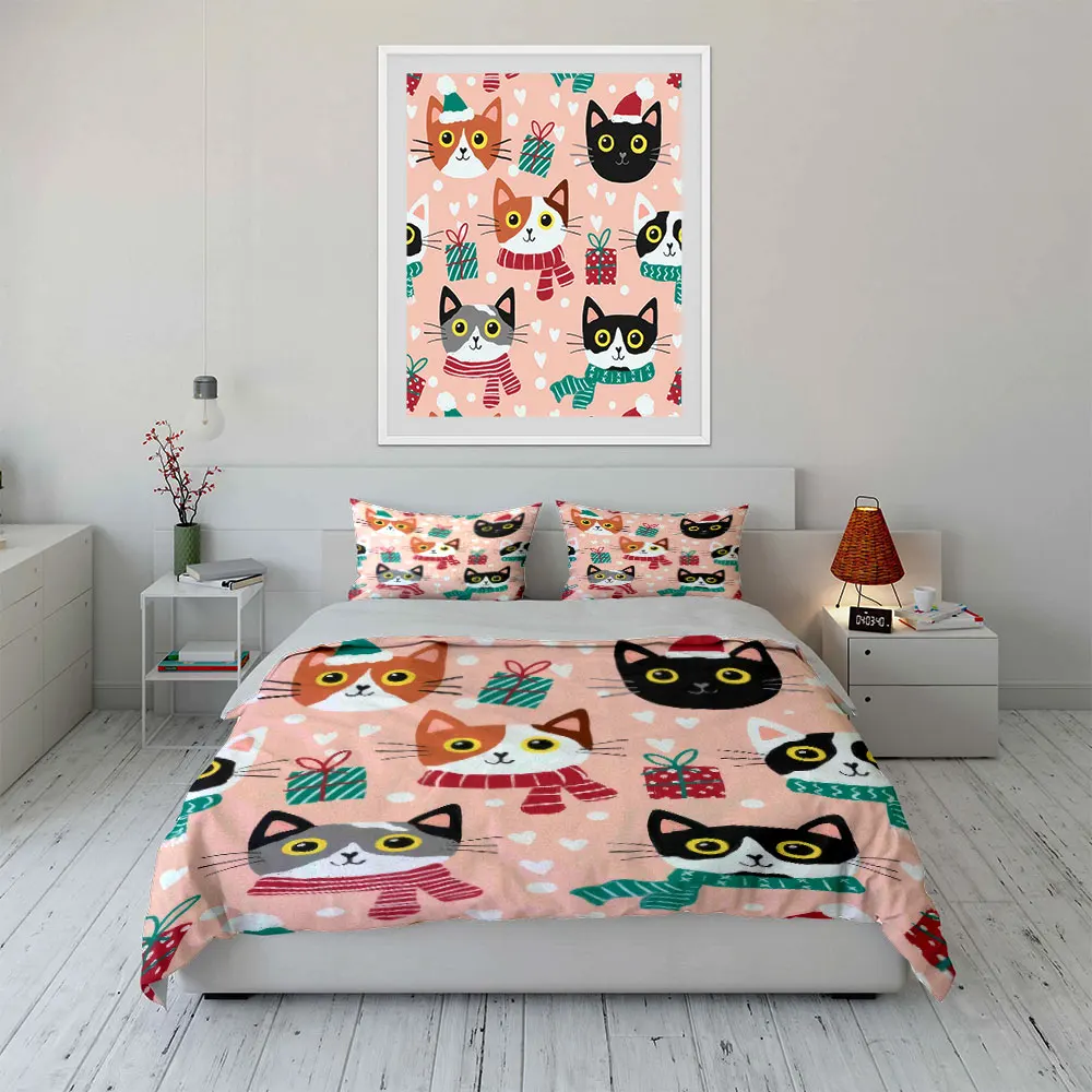 Christmas Cat Gift Set Bedding Set with 1 Duvet Cover 2 Pillowcases Single Double King Queen, Gift
Christmas Cat Gift Set Bedding Set with 1 Duvet Cover 2 Pillowcases Single Double King Queen, Gift