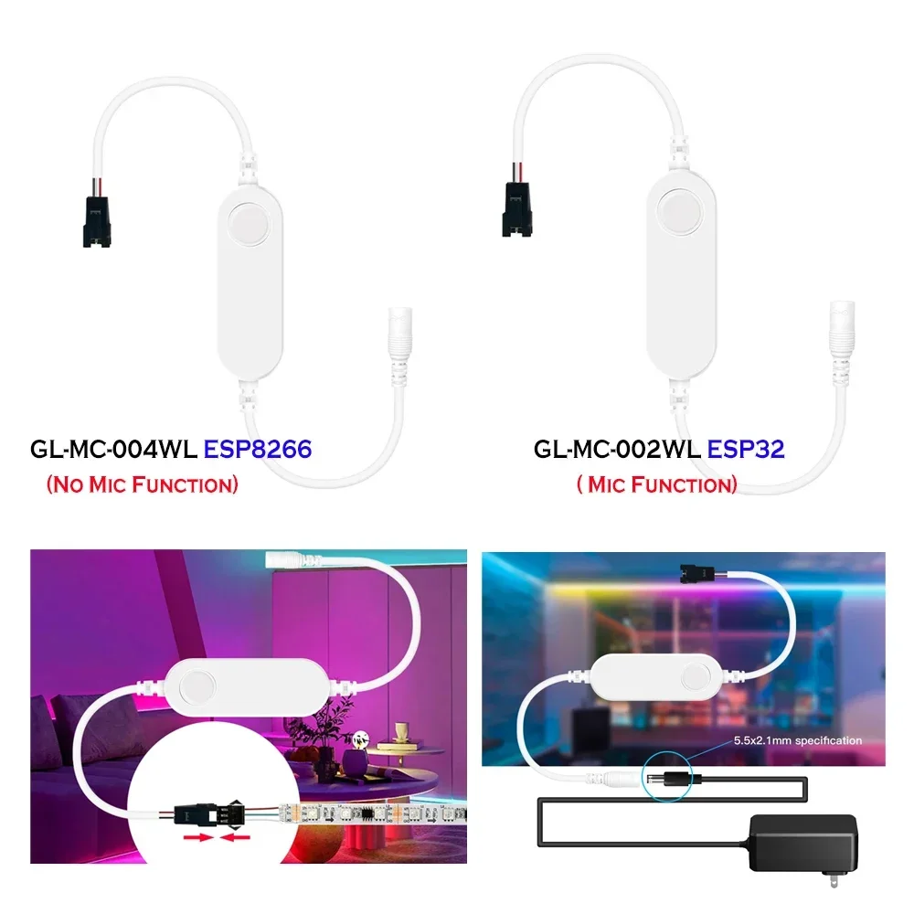 DC 12-24V Mini ESP32/ESP8266 WLED Strip Light Controller with Mic DC Port Supported Strip: WS2811, SK6812, SM16703P, WS2812
DC 12-24V Mini ESP32/ESP8266 WLED Strip Light Controller with Mic DC Port Supported Strip: WS2811, SK6812, SM16703P, WS2812