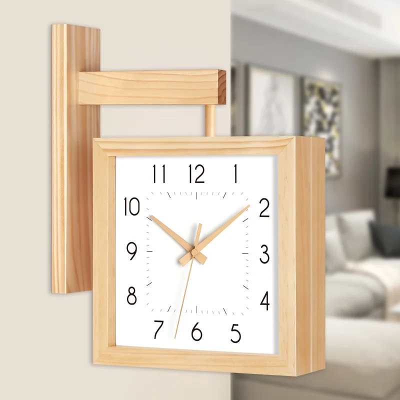 Nordic square wall watch living room home creative double-sided wall clock modern simple two-sided clock solid wood silent clock
Nordic square wall watch living room home creative double-sided wall clock modern simple two-sided clock solid wood silent clock