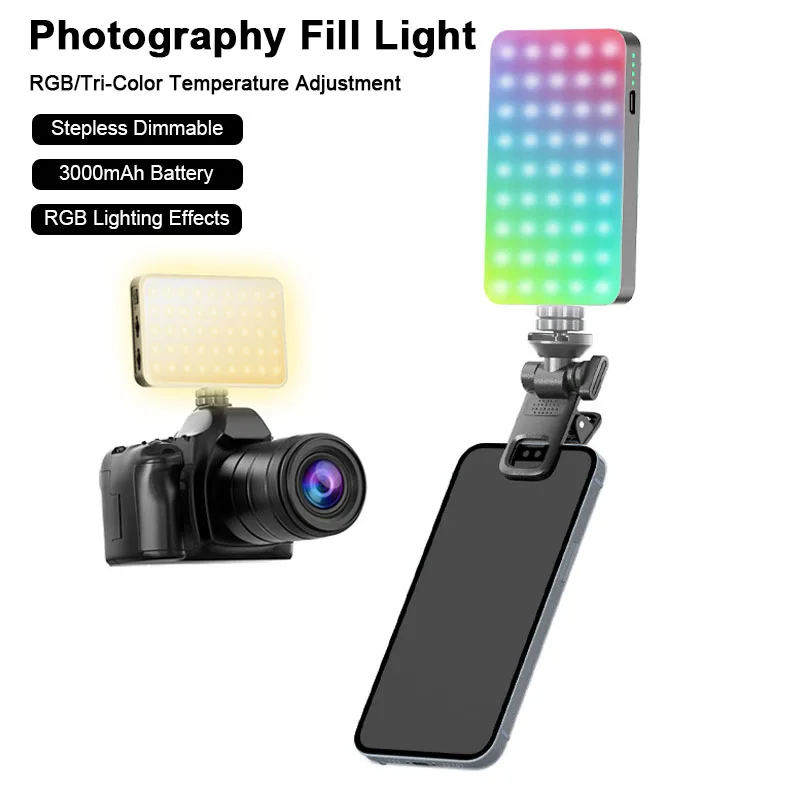 RGB Portable Selfie Light 3000mAh Rechargeable Video Photography Light 129 LED Phone Fill Light for Live Stream Selfie Makeup
RGB Portable Selfie Light 3000mAh Rechargeable Video Photography Light 129 LED Phone Fill Light for Live Stream Selfie Makeup