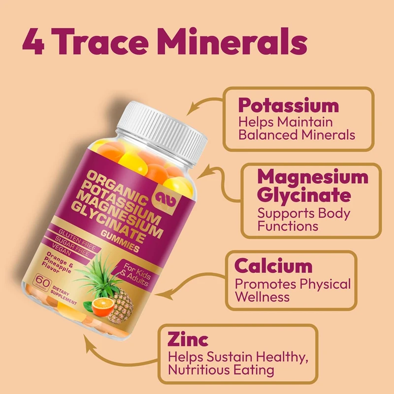 Glycine potassium supplement gummies - high absorption potassium chewable - vegetarian, sugar free, gluten free
Glycine potassium supplement gummies - high absorption potassium chewable - vegetarian, sugar free, gluten free