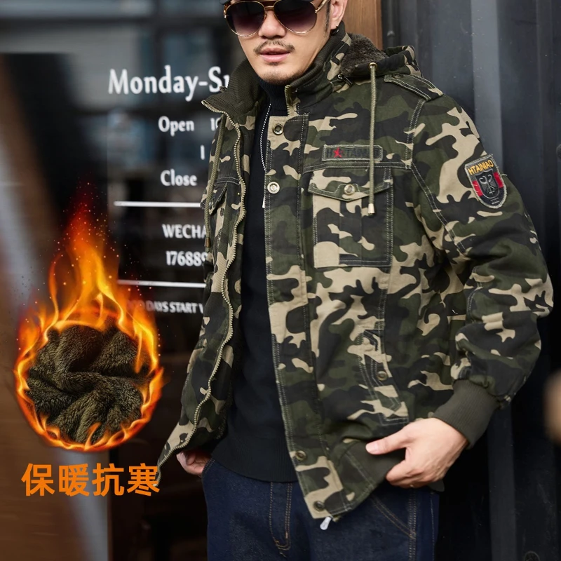 Winter Cargo Pants Jacket Men's Camouflage Clothing Thickened Fleece-lined Warm Outdoor Hunting Cold-Resistant Hooded Coat
Winter Cargo Pants Jacket Men's Camouflage Clothing Thickened Fleece-lined Warm Outdoor Hunting Cold-Resistant Hooded Coat