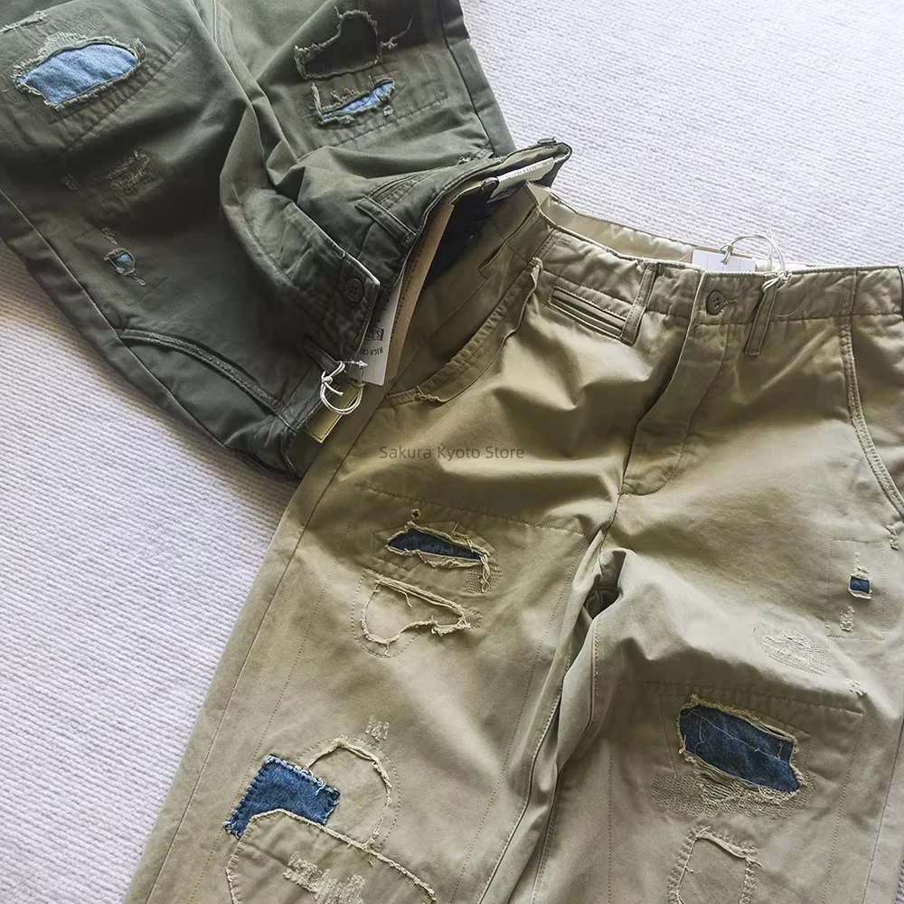 Straight-leg distressed patchwork overalls twill cotton casual pants
Straight-leg distressed patchwork overalls twill cotton casual pants
