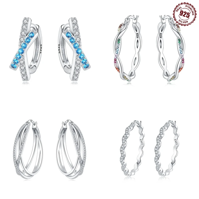 New 925 Sterling Silver Sparkling Cubic Zircon Simple Symmetry Style Double Hoop Earrings For Women Wedding Engagement Jewelry
New 925 Sterling Silver Sparkling Cubic Zircon Simple Symmetry Style Double Hoop Earrings For Women Wedding Engagement Jewelry