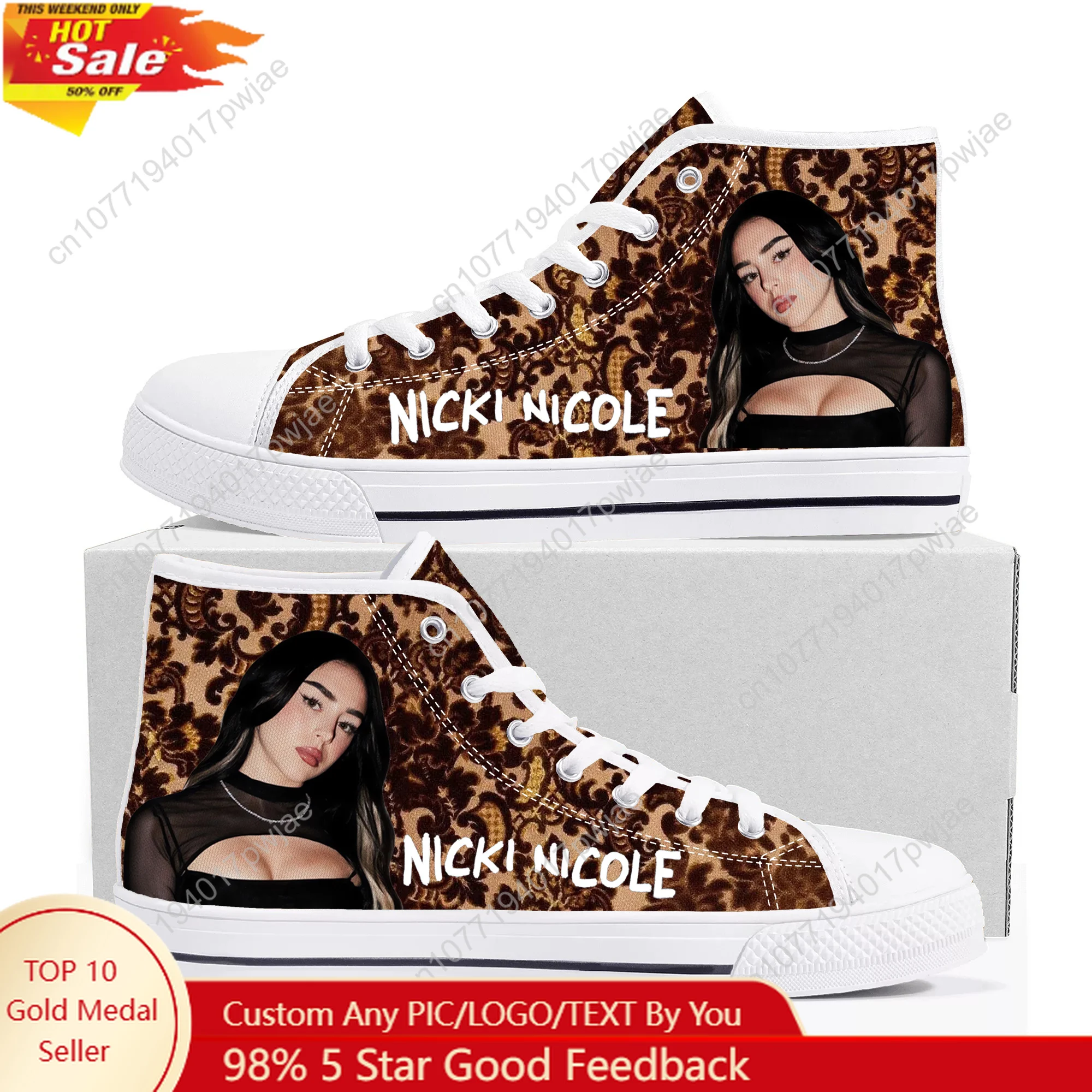 Nicki Nicole Hip hop rapper High Top High Quality Sneakers Mens Womens Lightweight Canvas Sneaker Ghana Casual Custom Shoes
Nicki Nicole Hip hop rapper High Top High Quality Sneakers Mens Womens Lightweight Canvas Sneaker Ghana Casual Custom Shoes