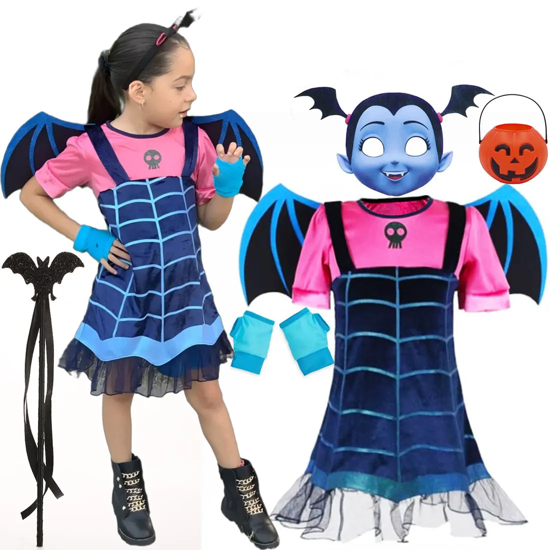 2025 Halloween Girl Cosplay Fear Scary Vampire Cute Clothing Girl Disguise Short Sleeve Princess Dress + Wing + Accessories Set
2025 Halloween Girl Cosplay Fear Scary Vampire Cute Clothing Girl Disguise Short Sleeve Princess Dress + Wing + Accessories Set