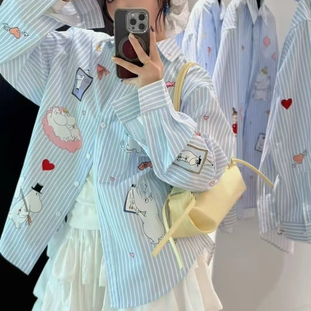 Новая весенняя женская модная рубашка с длинным рукавом из смесового хлопка с милым полосатым принтом и мультяшным рисунком, на пуговицах
Новая весенняя женская модная рубашка с длинным рукавом из смесового хлопка с милым полосатым принтом и мультяшным рисунком, на пуговицах