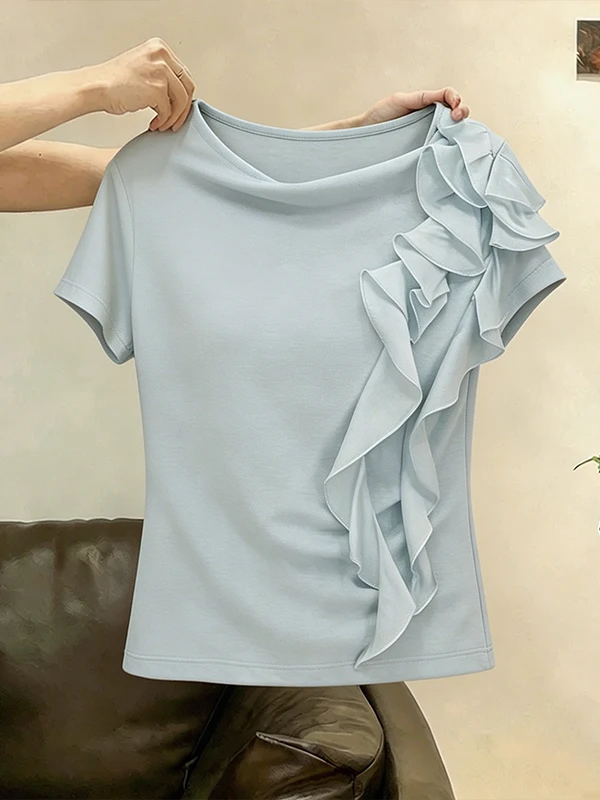plus Size T-Shirt Women's Patchwork Loose Slimming Bell Collar Top Summer New Style Korean Style Commute Short Sleeve Thin Model
plus Size T-Shirt Women's Patchwork Loose Slimming Bell Collar Top Summer New Style Korean Style Commute Short Sleeve Thin Model