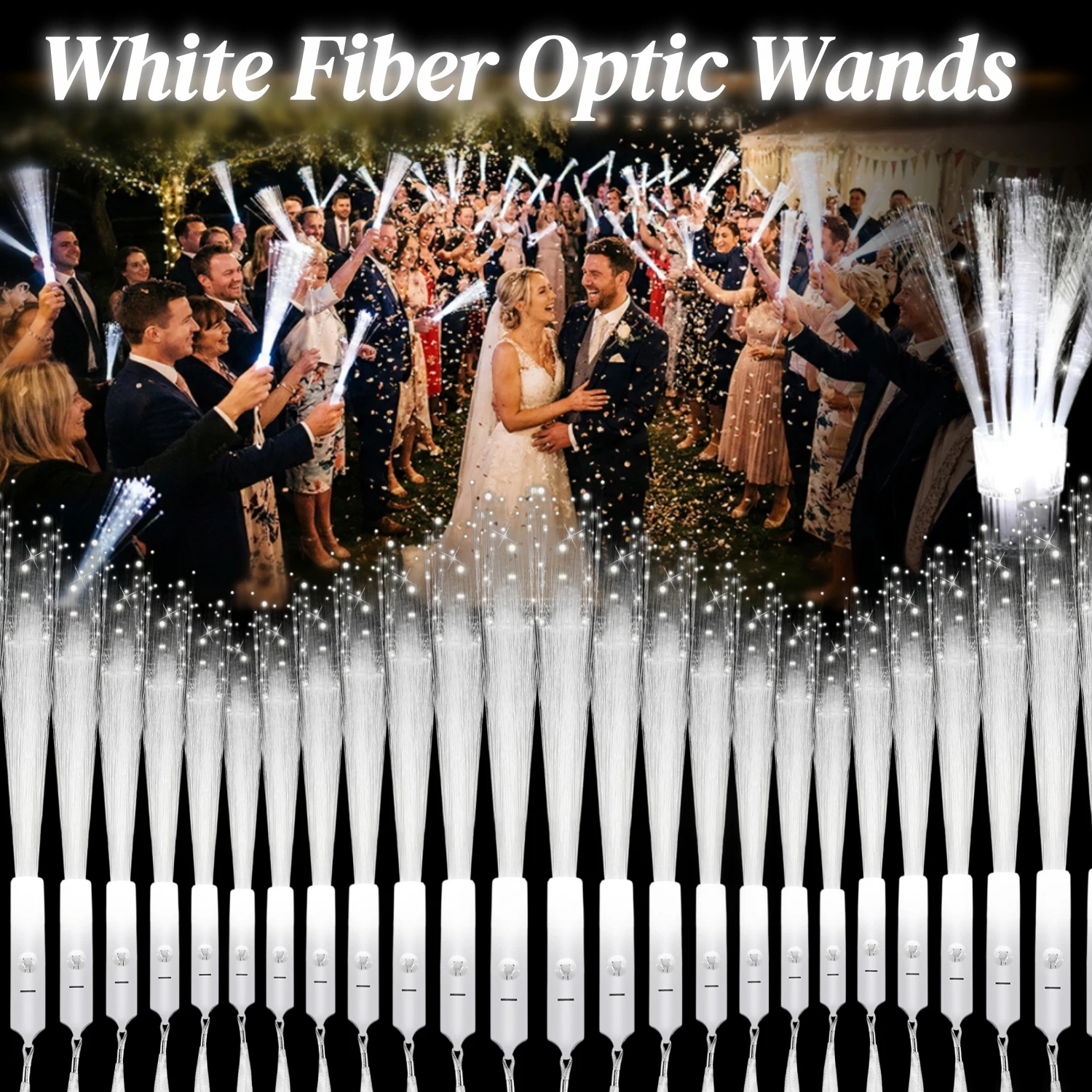 12-200Pcs White Fiber Optic Wands for Wedding Bulk Glow Stick Light LED Wands with Constant Light Mode for Reception Wedding
12-200Pcs White Fiber Optic Wands for Wedding Bulk Glow Stick Light LED Wands with Constant Light Mode for Reception Wedding