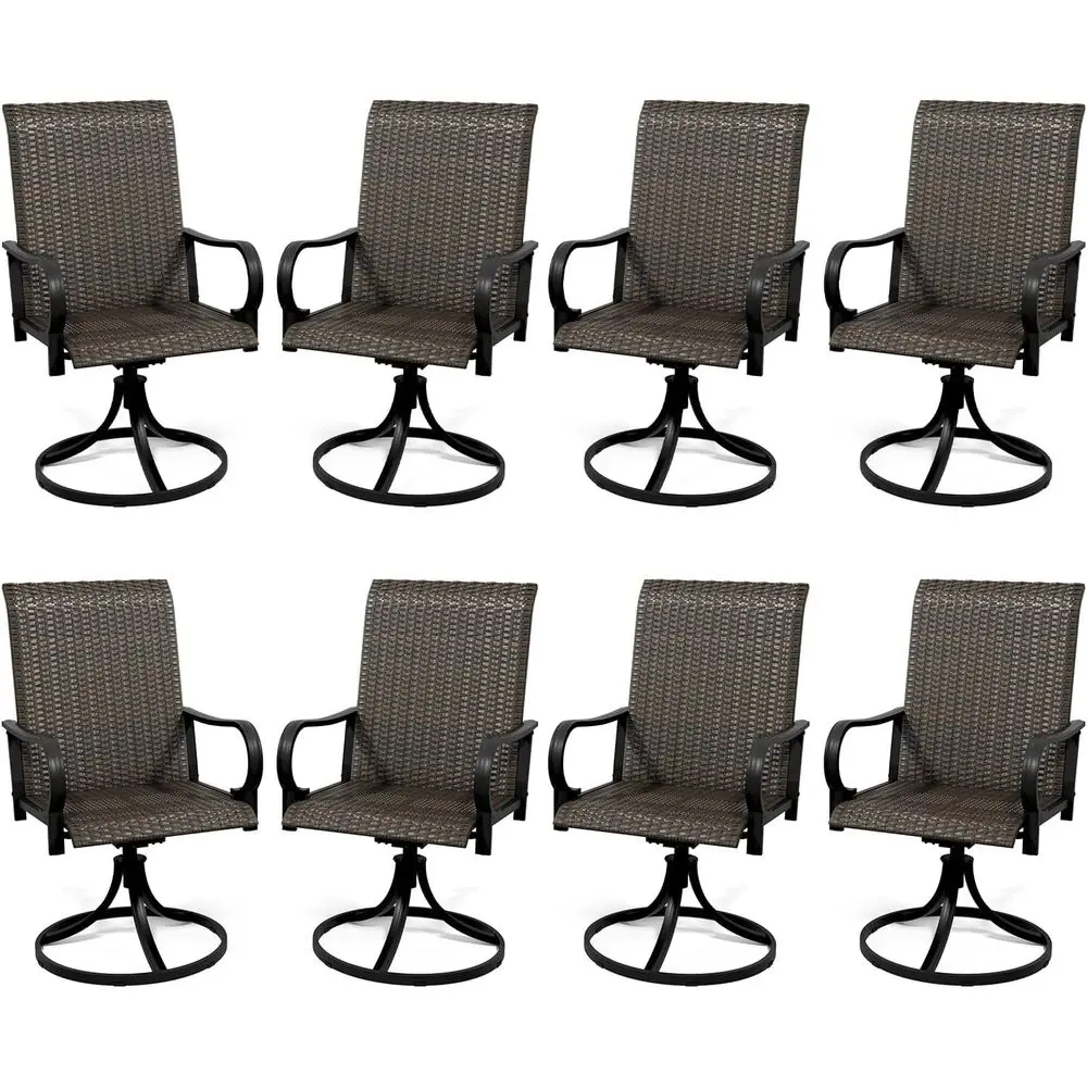 Patio Wicker Swivel Chair Set o 8, Heavy Duty Outdoor Dining Chairs with 26.8'' High Back, Extra-Large Water-all Seat, Rattan
Patio Wicker Swivel Chair Set o 8, Heavy Duty Outdoor Dining Chairs with 26.8'' High Back, Extra-Large Water-all Seat, Rattan